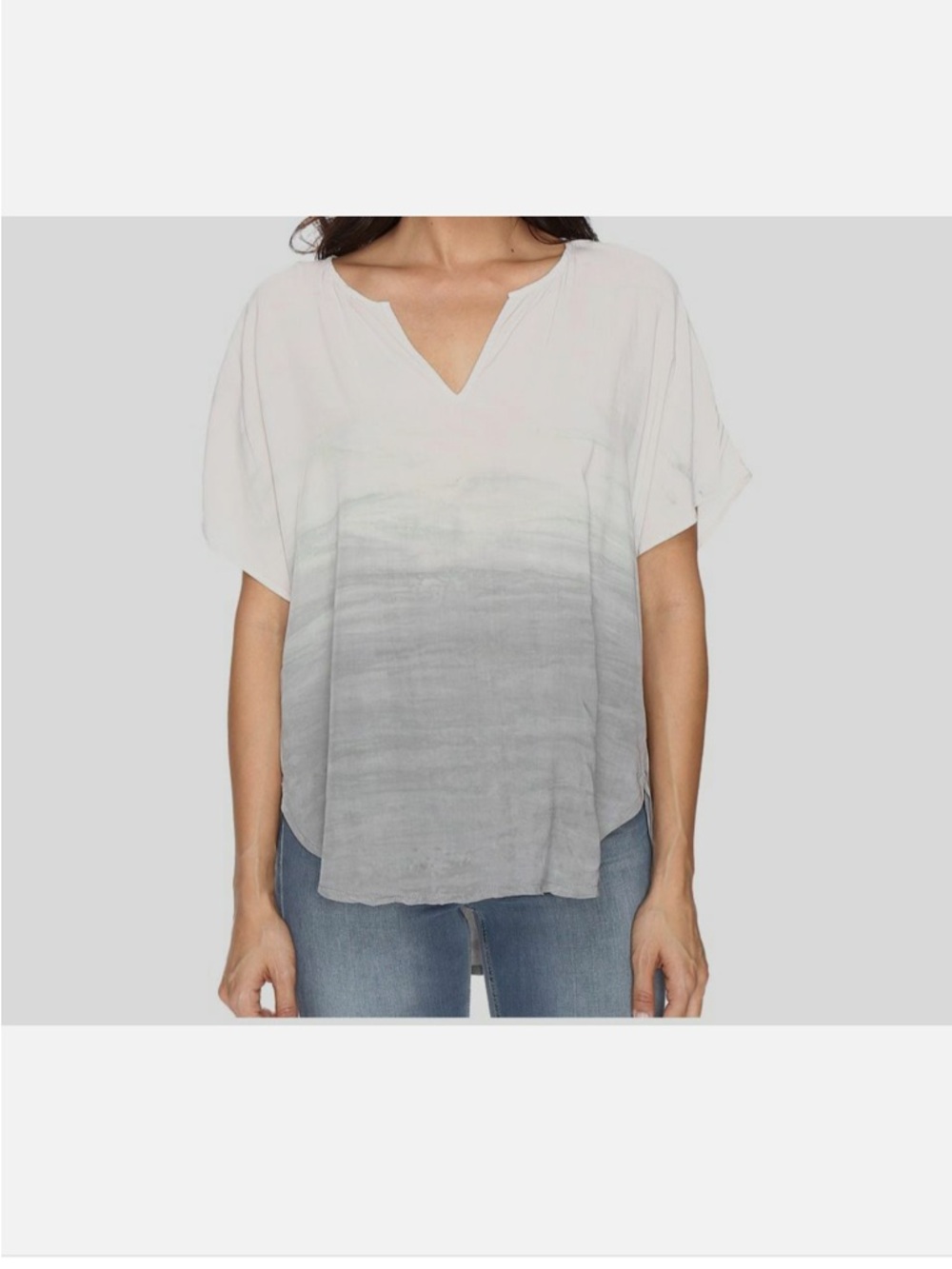Michael Stars Women's Green Haze Wash Short Sleeve Peasant Top Size Large - Picture 9 of 10
